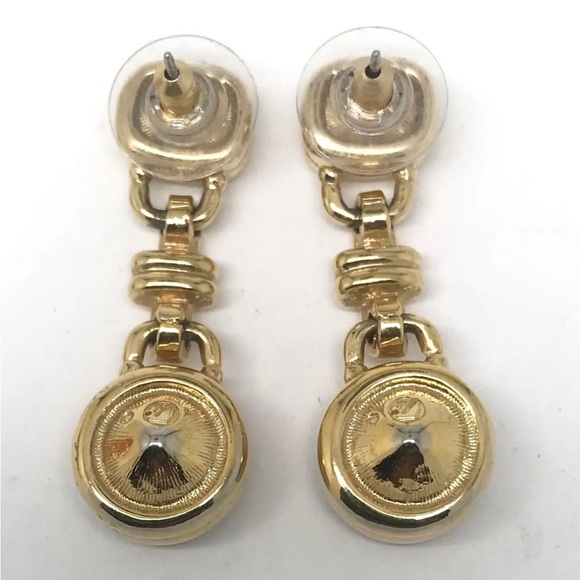 Swarovski Crystal Dangle Earrings Green & Clear Crystals - Picture 3 of 4